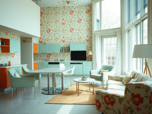 1950s Mid-Century Modern Kitchen with Pastel Colors