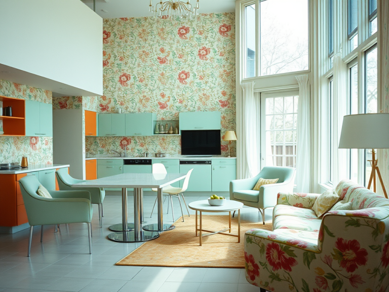 1950s Mid-Century Modern Kitchen with Pastel Colors